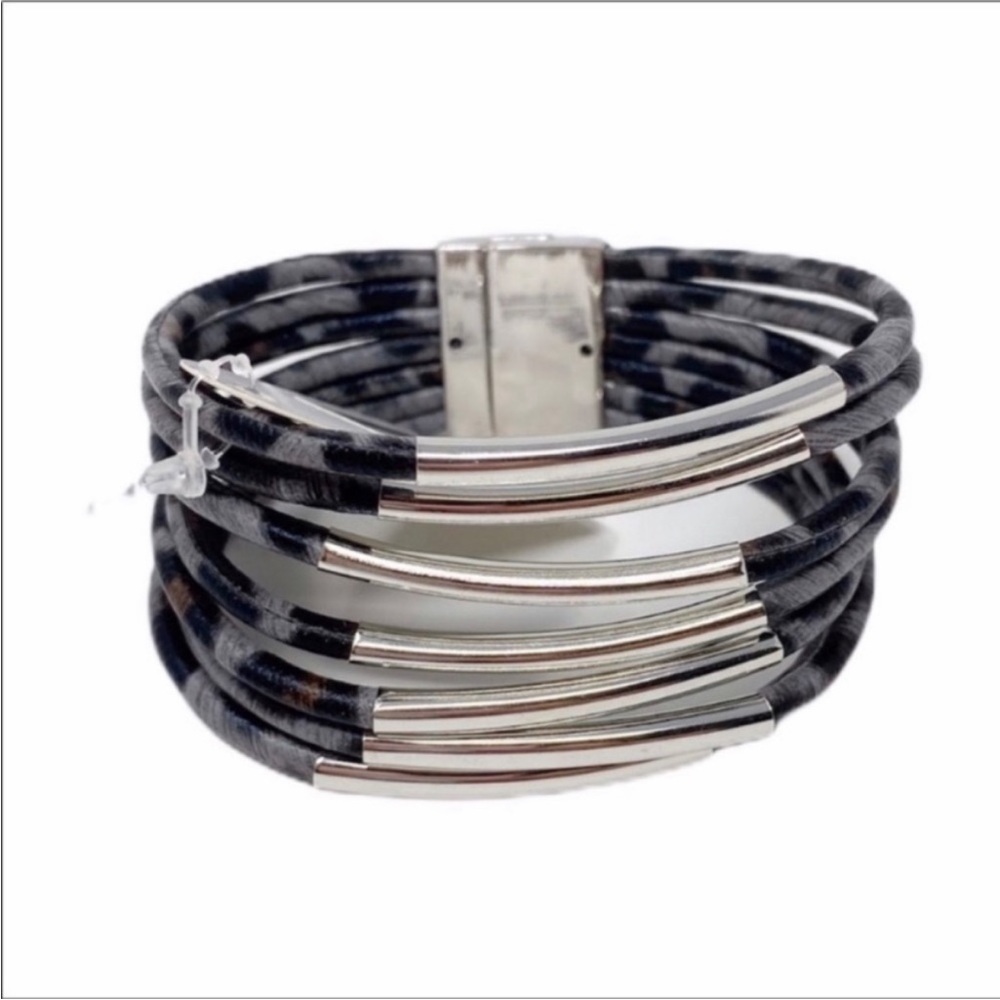 Leopard Row Bracelet Magnetic Clasp NEW